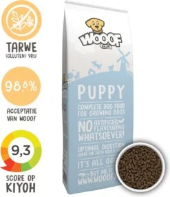 WOOOF Puppy 14KG – Geperste Puppy Brokken – Puppyvoer – Hondenvoer Puppy – Puppybrokken – Puppy Voer