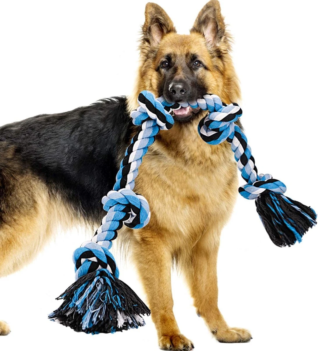 Viervoetjes – BigBoi – XXXL – Honden Touw – 100cm – 730 Gram – Honden Speelgoed – HondenSpeeltjes – Blauw/Wit/Zwart 3 Viervoetjes – BigBoi – XXXL – Honden Touw – 100cm – 730 Gram – Honden Speelgoed – HondenSpeeltjes – Blauw/Wit/Zwart