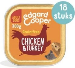 3x18x300 Gr Edgard & Cooper Kuipje Hond Adult Kip / Kalkoen Graanvrij Hondenvoer