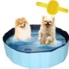 Lendo Online- Hondenzwembad Ø120x30cm – Bad Voor Honden – Hondenbad – Dierenzwembad – Opzetzwembad – Inklapbaar – PVC – Blauw- Inclusief Hondenborstel Kam -Hondenbenodigdheden Winkel 1200x1171