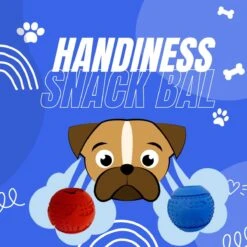 Handiness Snack Bal Blauw- Honden Bal Met Voerdispenser – Duurzaam En Veilig- Interactief Hondenspeelgoed – Voor Grote En Kleine Honden – Mentale Stimulatie – Onverwoestbaar