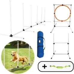 AYOO Agility Voor De Hond – Honden Training – Honden Behendigheid Set – Hondenparcours – Training Huisdieren – Honden Agility Set – Slalom – Horde – Draagzak – Agility Set – Oranje – Wit – GRATIS Speeltouw