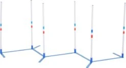 PawHut Honden Slalompalen Behendigheidstraining Voor Huisdieren Inclusief Tas PE Wit + Blauw D07-021