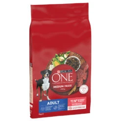 7kg Purina One Medium/Maxi Adult Rind & Reis Hundefutter Trocken