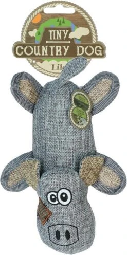Country Dog Tiny Lilo – Honden Speelgoed – Honden Speeltje Met Piepgeluid – Honden Knuffel Gemaakt Van Duurzame Materialen – Dubbel Gestikt – Extra Lagen – Voor Trek Spelletjes Of Apporteren – Blauw/Grijs – 19cm