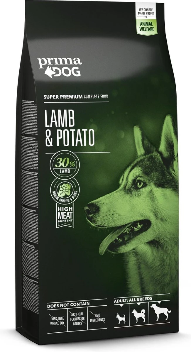 PrimaDog Adult – Hondenvoer Lam & Aardappel – 10 Kg 3 PrimaDog Adult – Hondenvoer Lam & Aardappel – 10 Kg